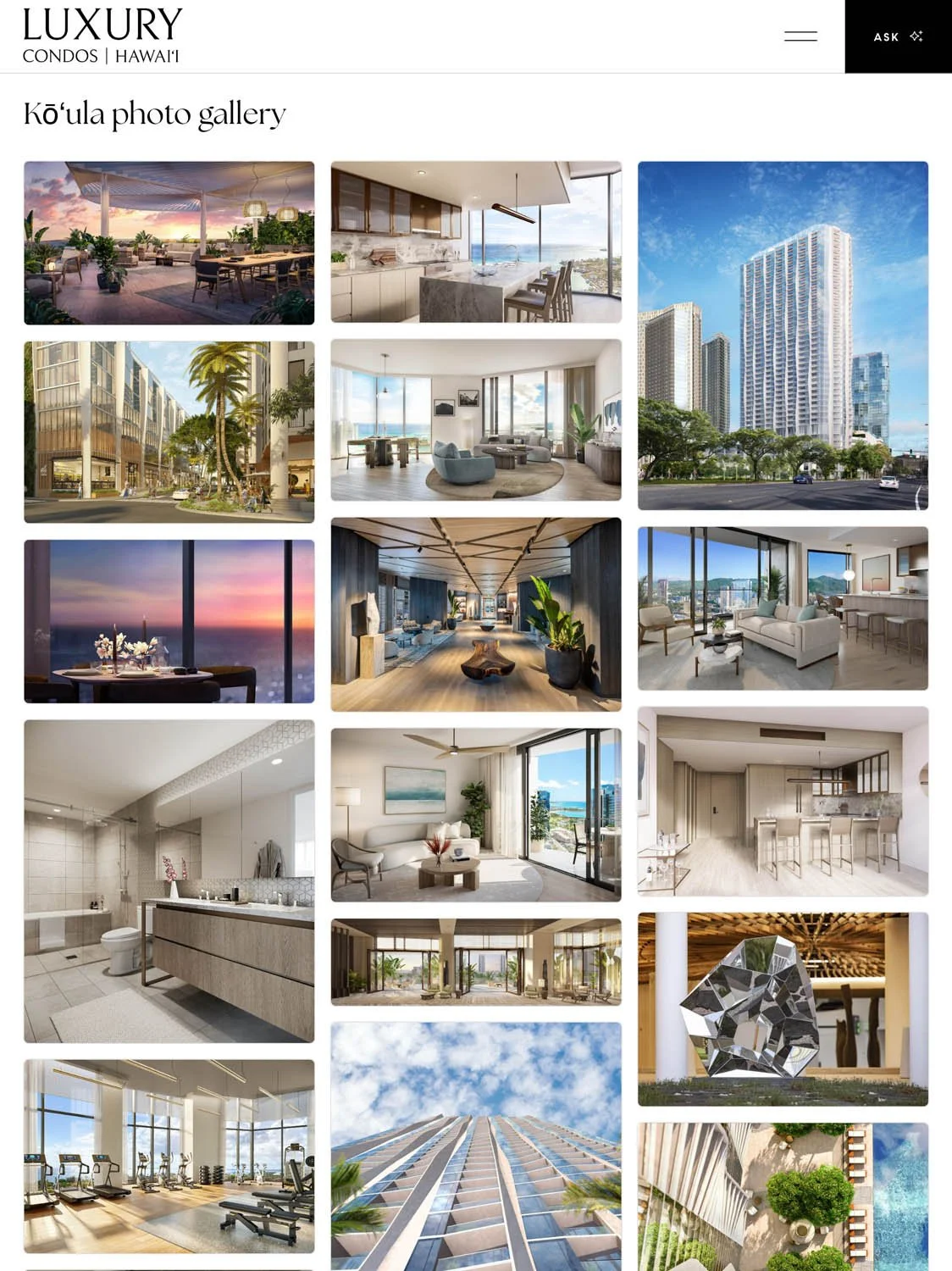 Tablet Koula page on Luxury Condos HI